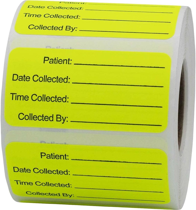 InStockLabels.com Specimen Collection Medical Healthcare Labels, 1 x 2 Inch Rectangles, 500 Total Per Roll - Image 1